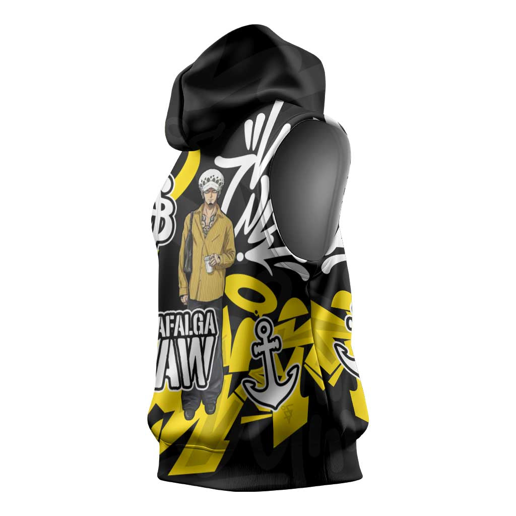 Trafalgar Law One Piece Sleeveless Hoodie Graffiti Street Art Anime Collage