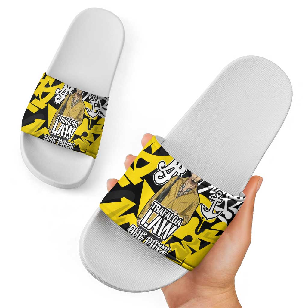Trafalgar Law One Piece Slide Sandals Graffiti Street Art Anime Collage