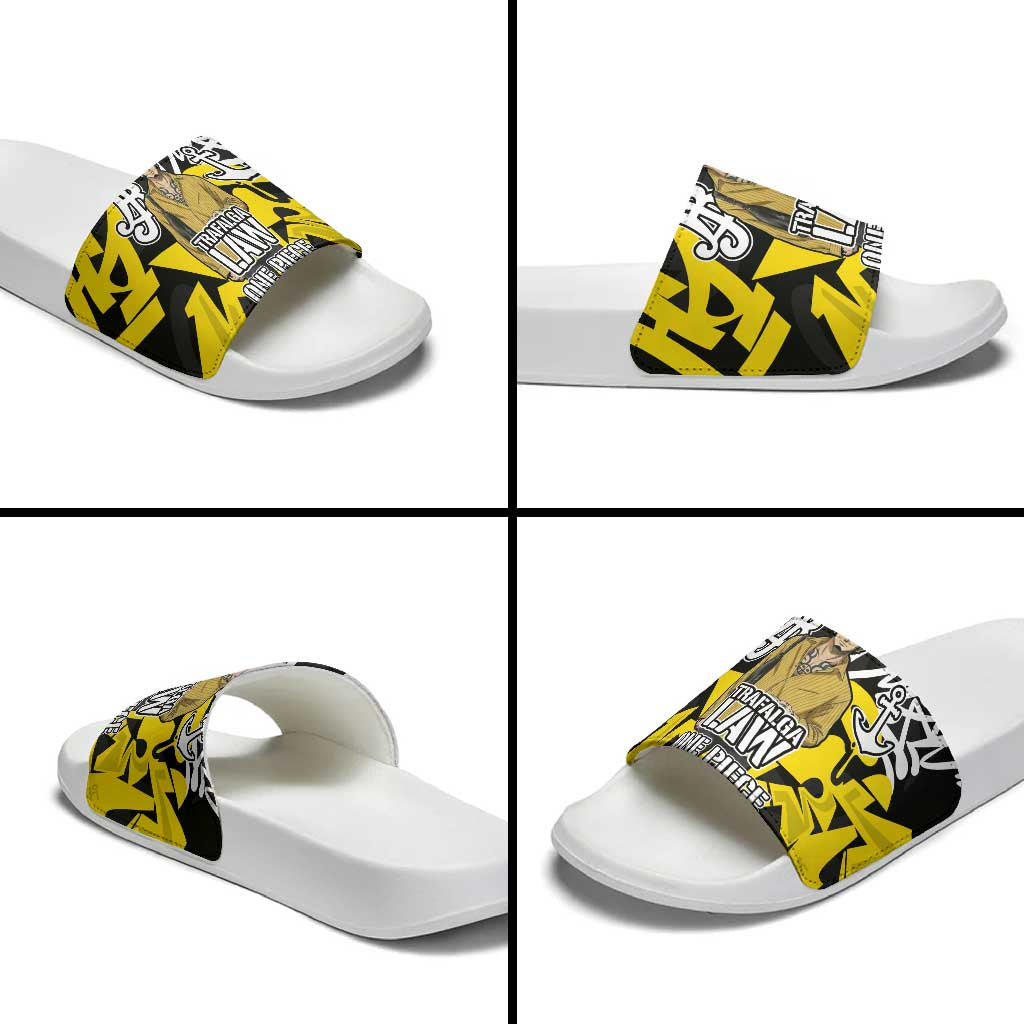 Trafalgar Law One Piece Slide Sandals Graffiti Street Art Anime Collage