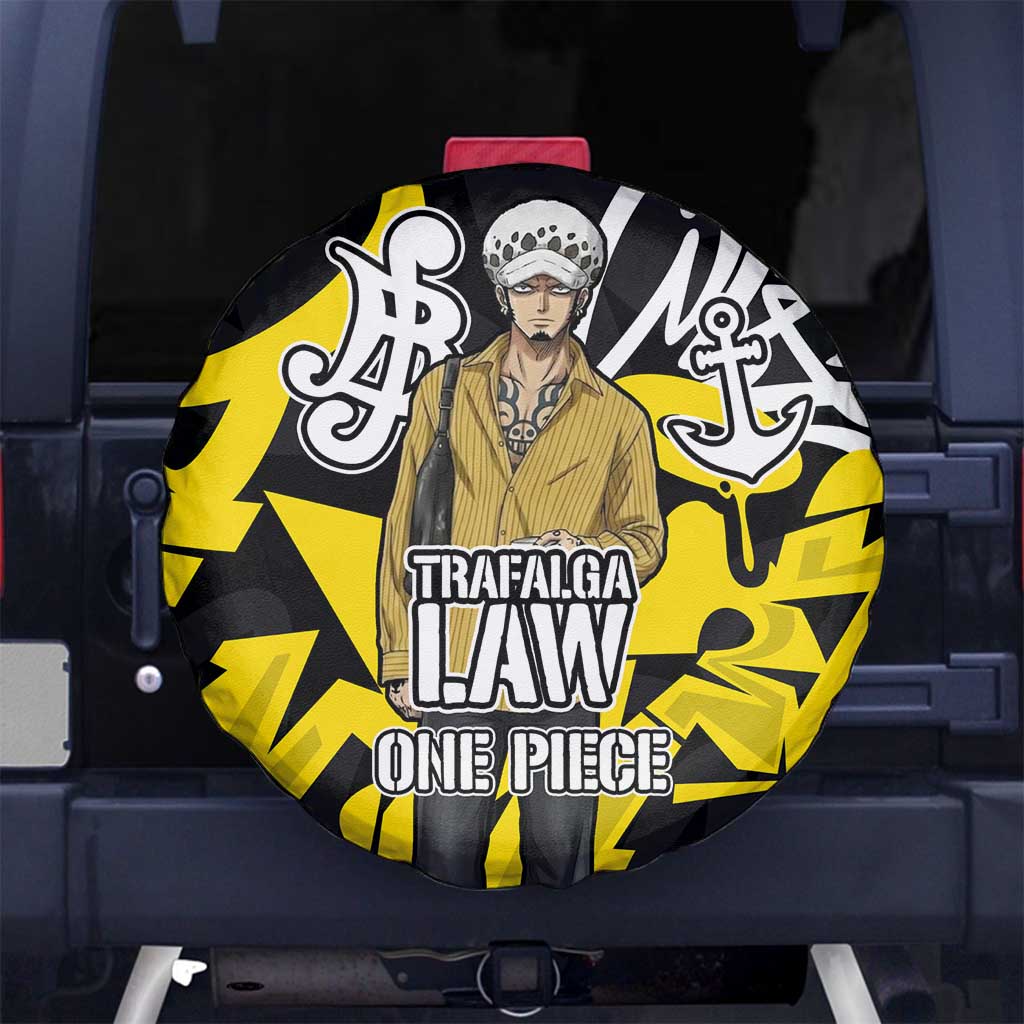 Trafalgar Law One Piece Spare Tire Cover Graffiti Street Art Anime Collage