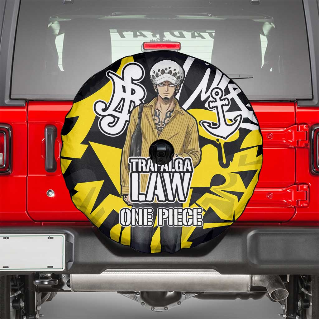 Trafalgar Law One Piece Spare Tire Cover Graffiti Street Art Anime Collage