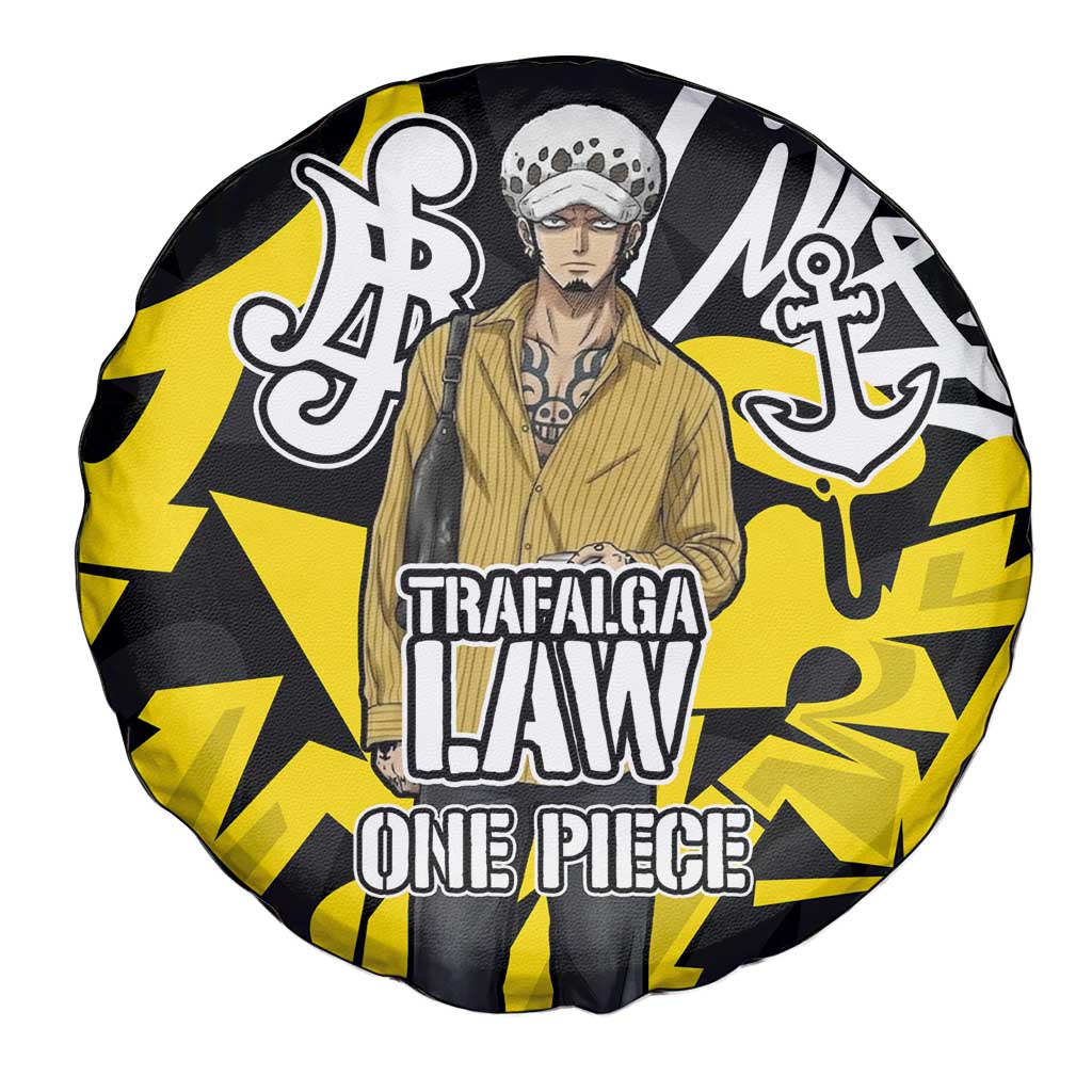 Trafalgar Law One Piece Spare Tire Cover Graffiti Street Art Anime Collage