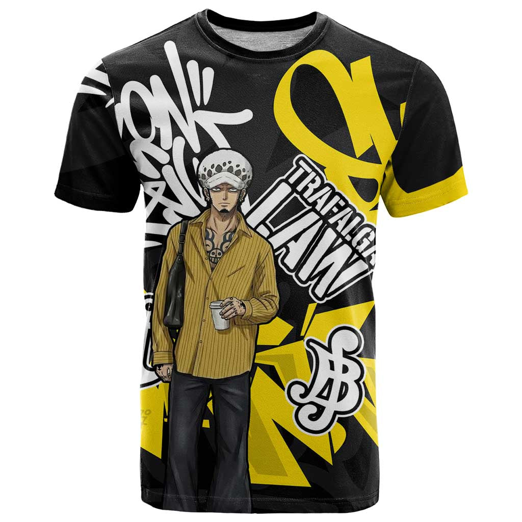Trafalgar Law One Piece T Shirt Graffiti Street Art Anime Collage