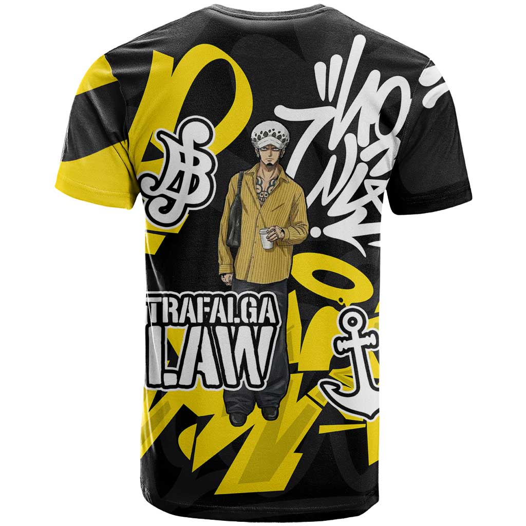 Trafalgar Law One Piece T Shirt Graffiti Street Art Anime Collage
