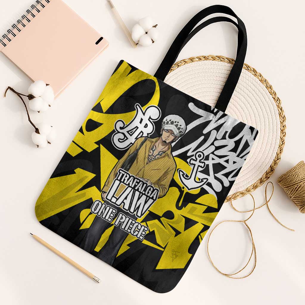 Trafalgar Law One Piece Tote Bag Graffiti Street Art Anime Collage