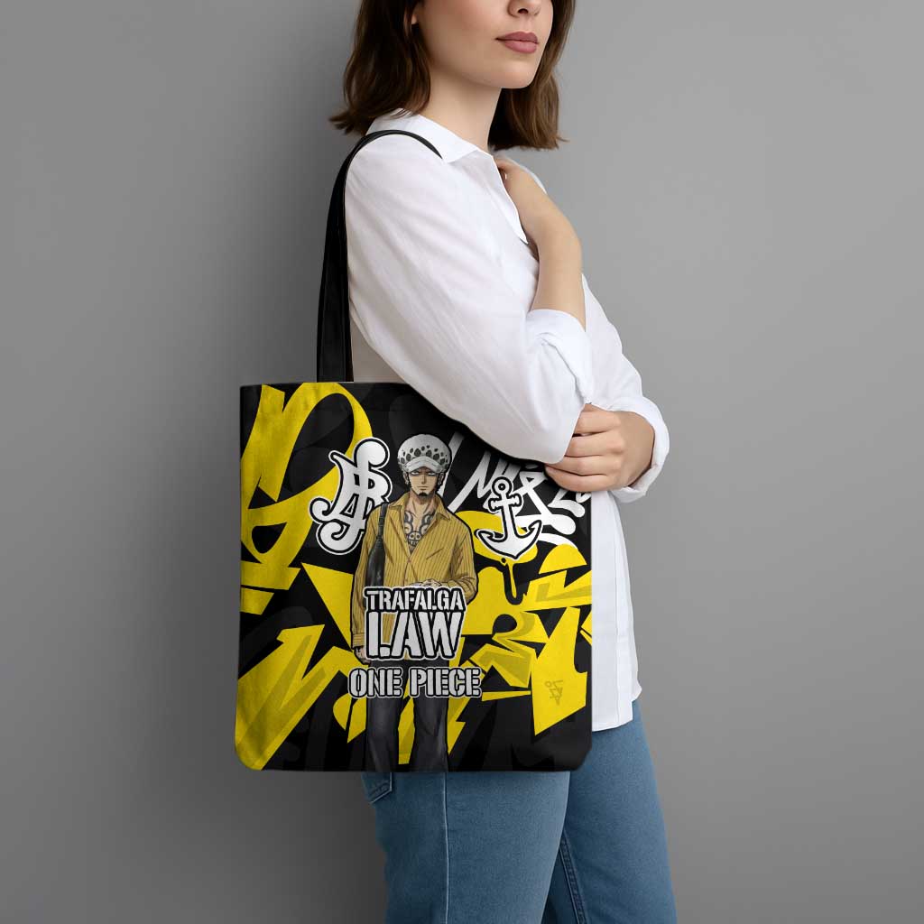 Trafalgar Law One Piece Tote Bag Graffiti Street Art Anime Collage
