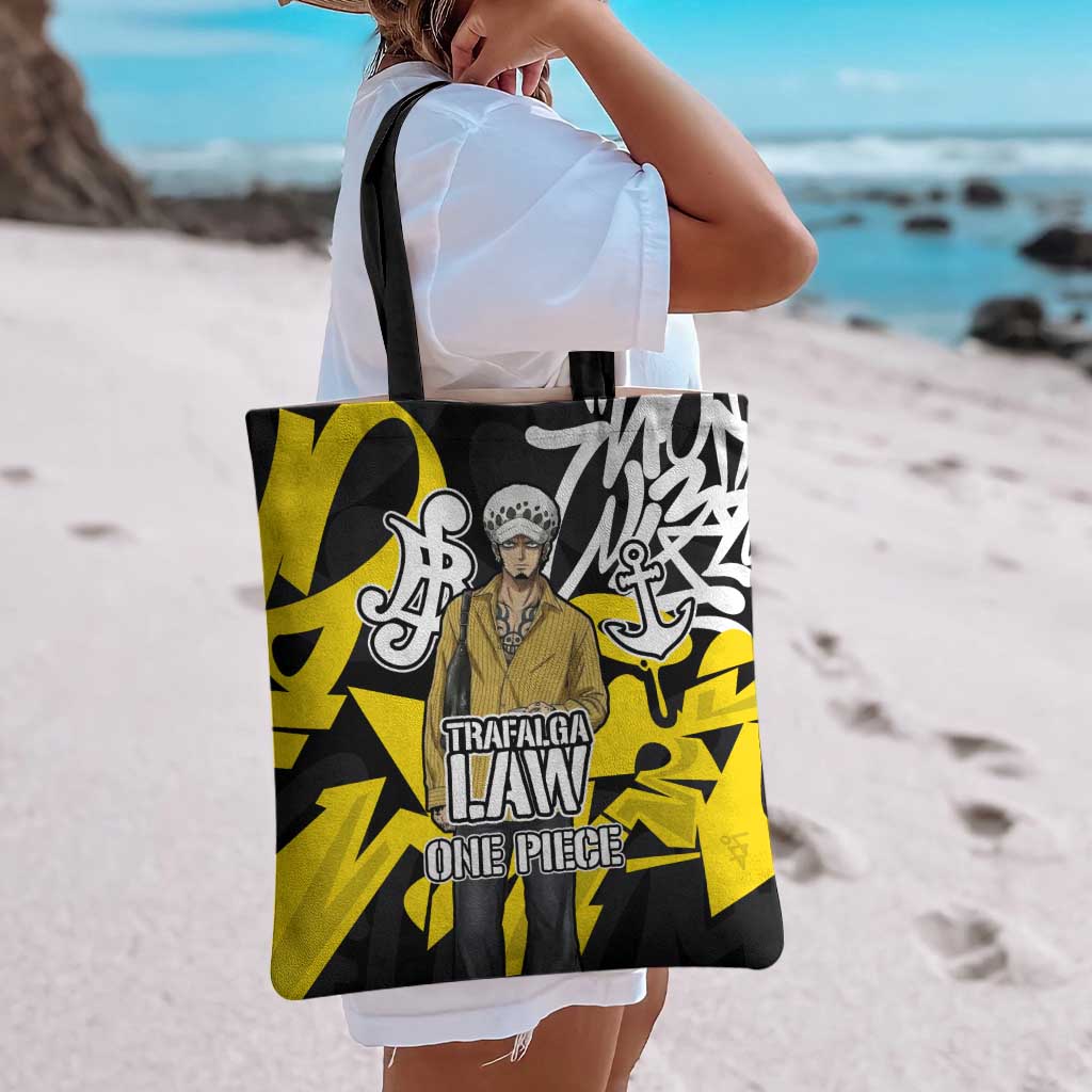 Trafalgar Law One Piece Tote Bag Graffiti Street Art Anime Collage