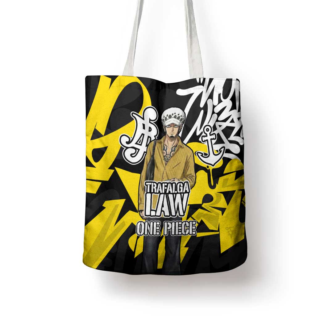 Trafalgar Law One Piece Tote Bag Graffiti Street Art Anime Collage