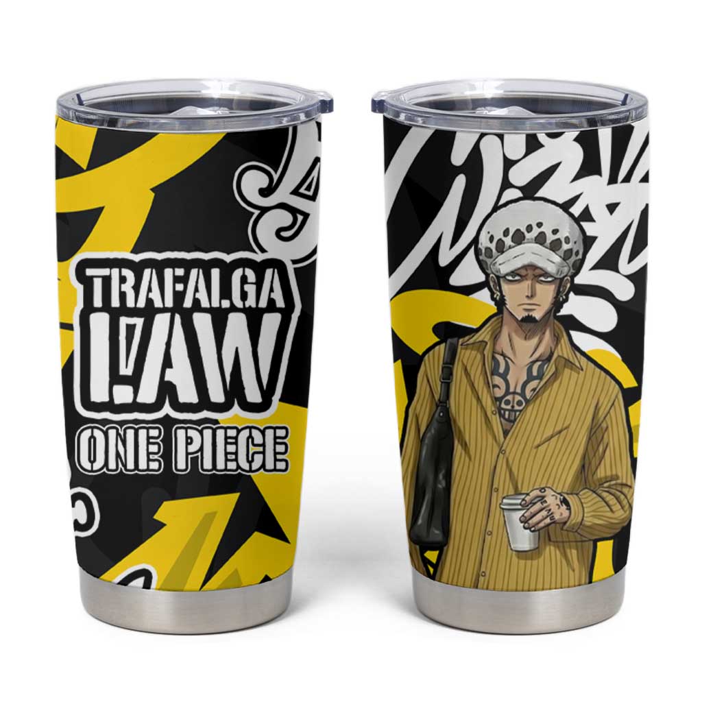 Trafalgar Law One Piece Tumbler Cup Graffiti Street Art Anime Collage