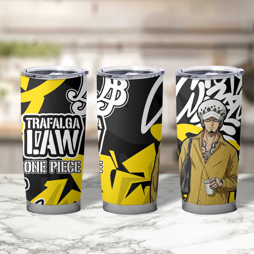 Trafalgar Law One Piece Tumbler Cup Graffiti Street Art Anime Collage