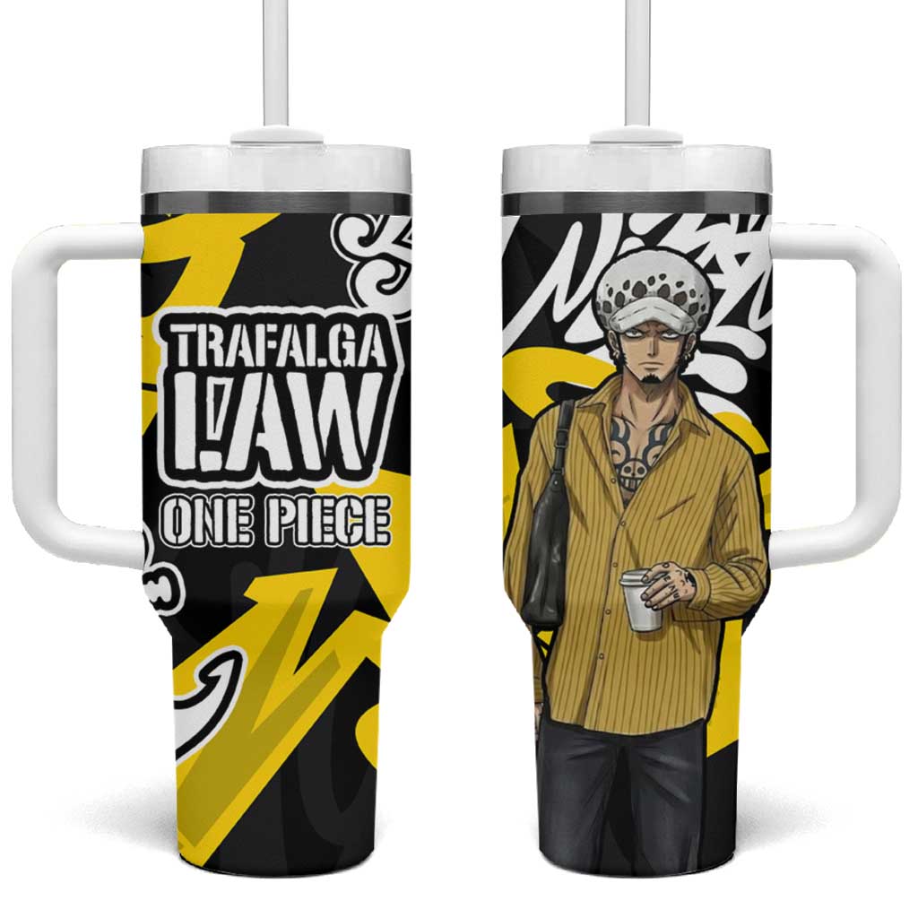 Trafalgar Law One Piece Tumbler With Handle Graffiti Street Art Anime Collage