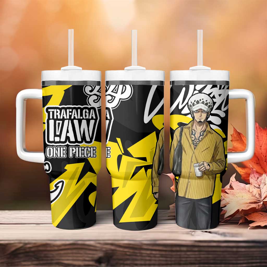 Trafalgar Law One Piece Tumbler With Handle Graffiti Street Art Anime Collage