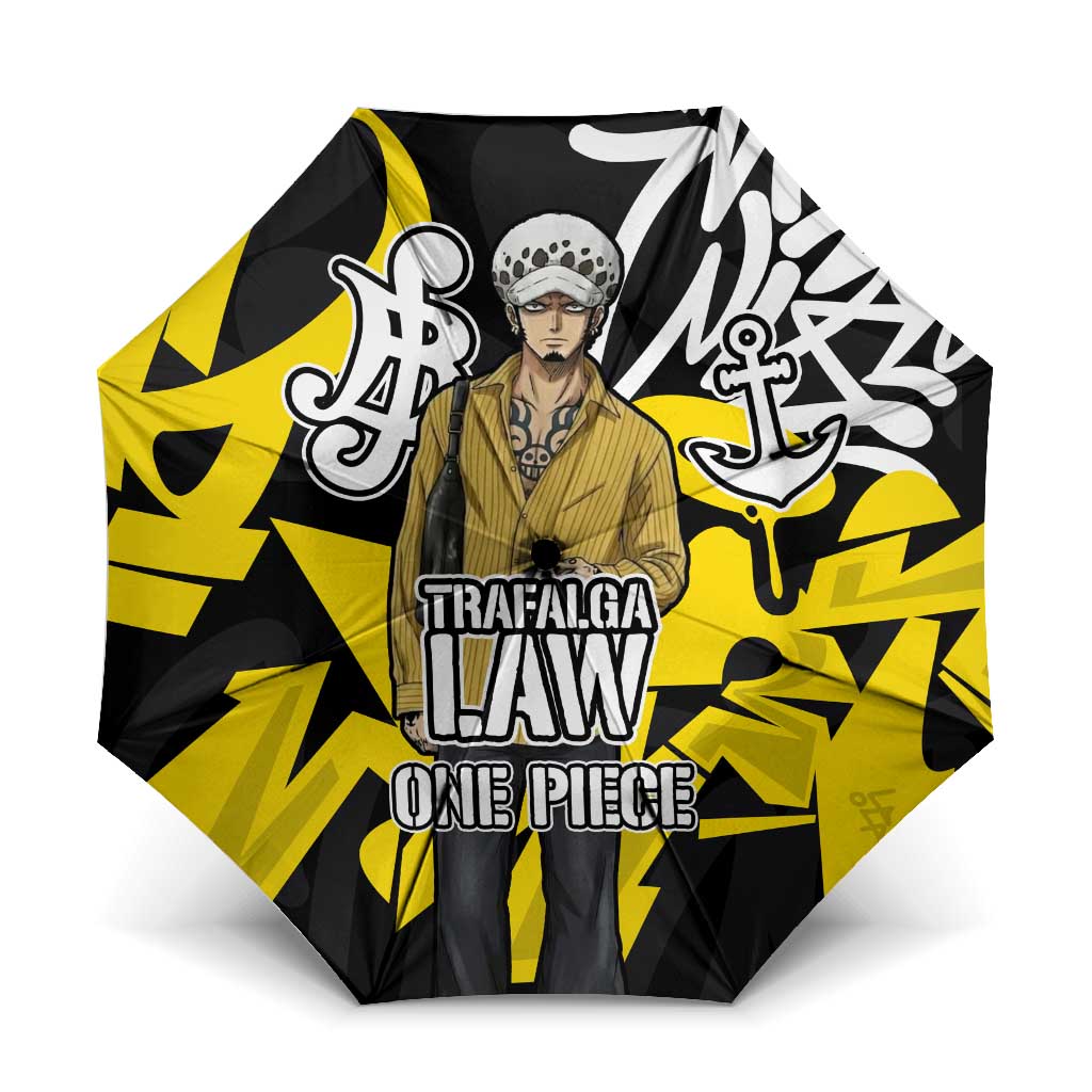 Trafalgar Law One Piece Umbrella Graffiti Street Art Anime Collage
