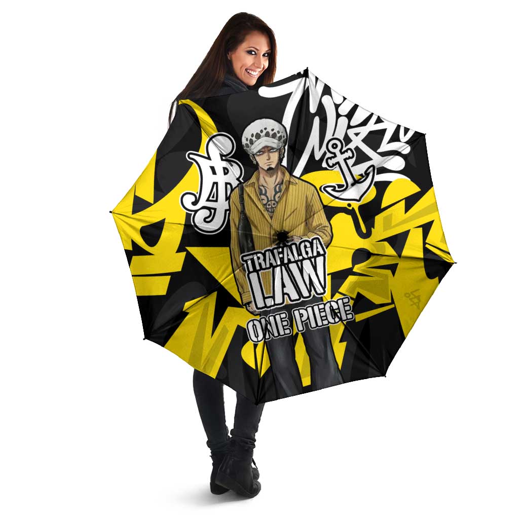 Trafalgar Law One Piece Umbrella Graffiti Street Art Anime Collage