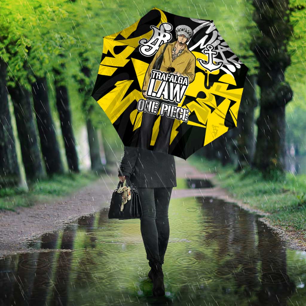 Trafalgar Law One Piece Umbrella Graffiti Street Art Anime Collage
