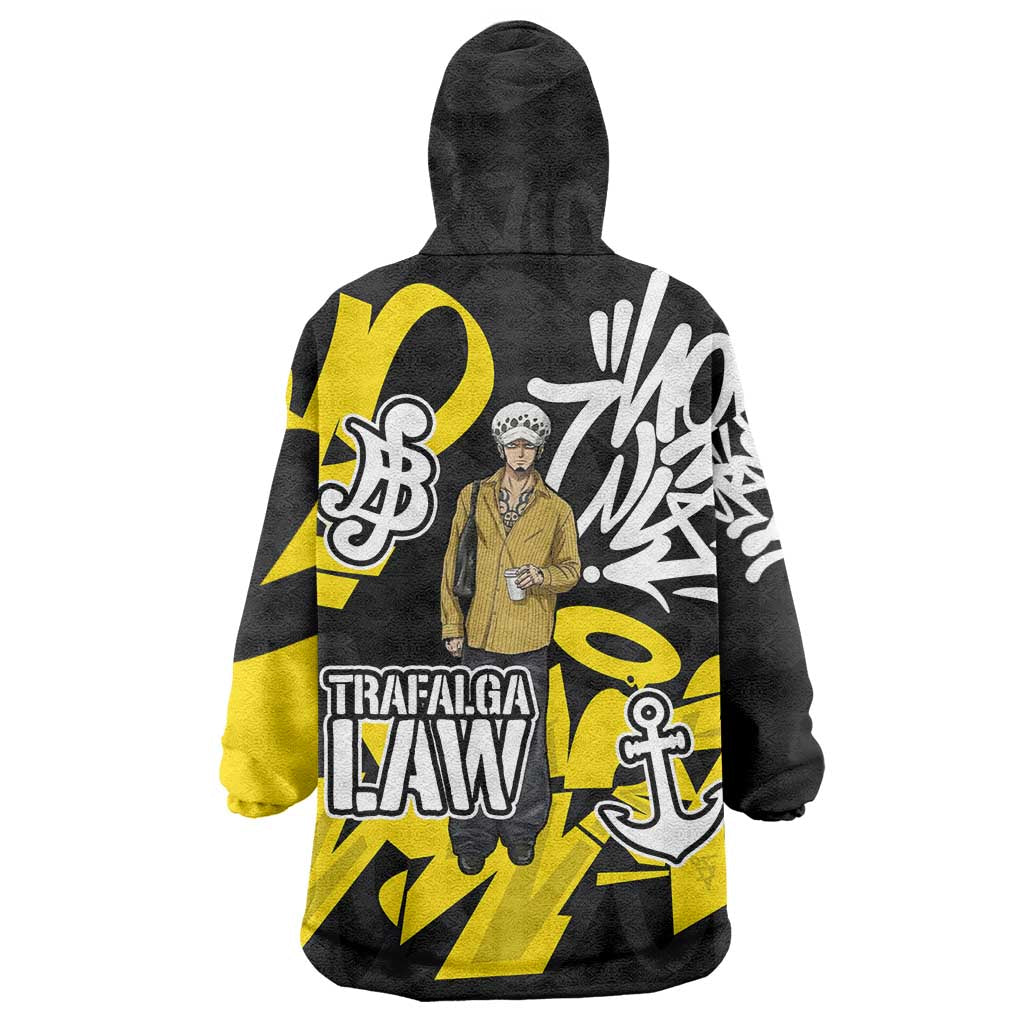 Trafalgar Law One Piece Wearable Blanket Hoodie Graffiti Street Art Anime Collage