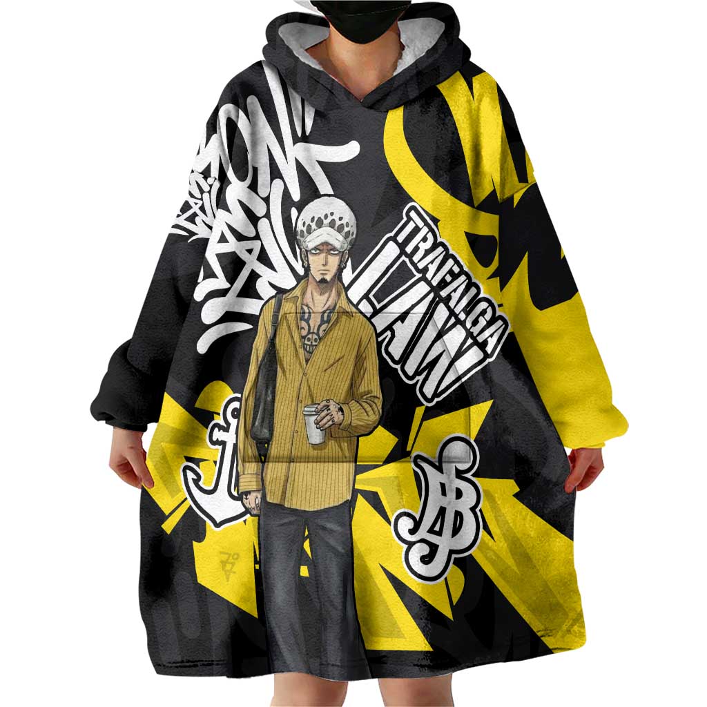 Trafalgar Law One Piece Wearable Blanket Hoodie Graffiti Street Art Anime Collage