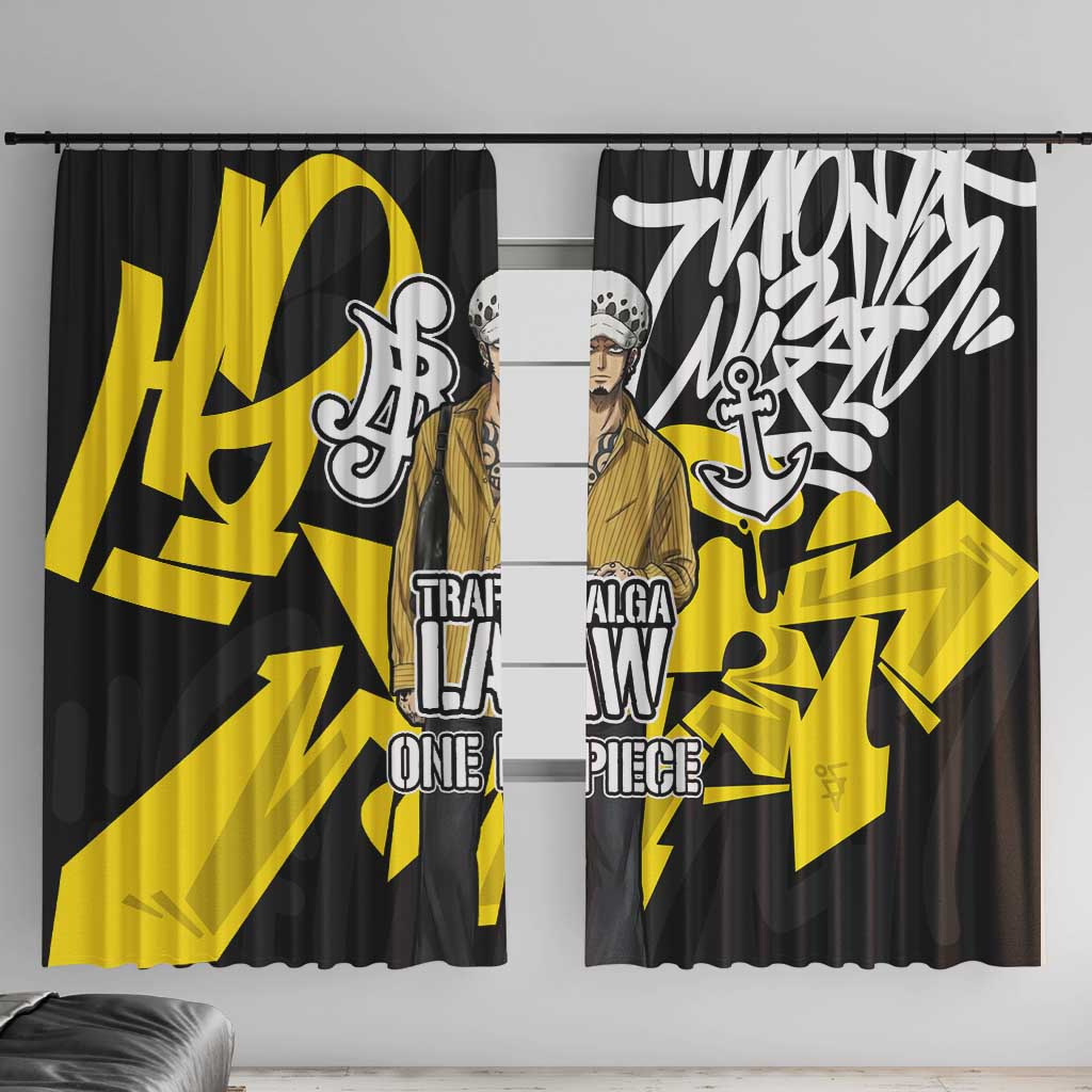 Trafalgar Law One Piece Window Curtain Graffiti Street Art Anime Collage