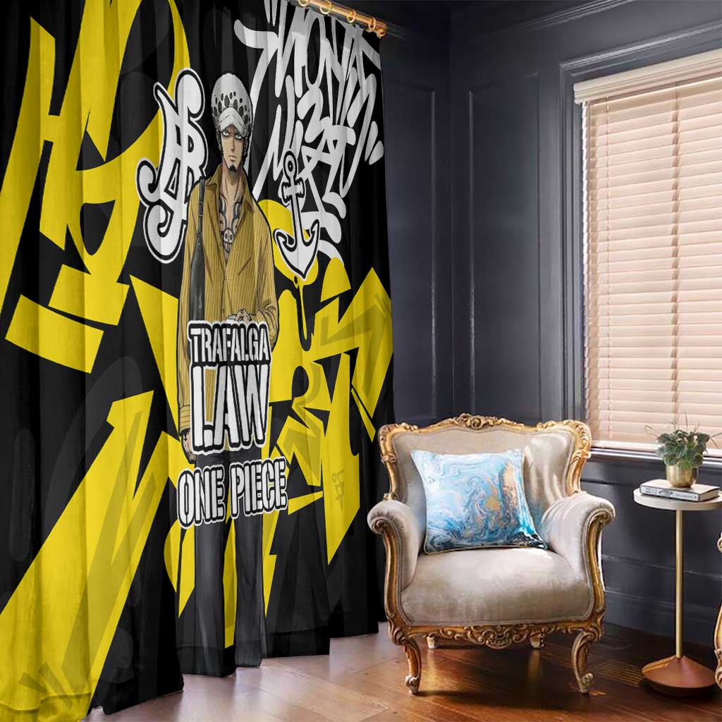 Trafalgar Law One Piece Window Curtain Graffiti Street Art Anime Collage