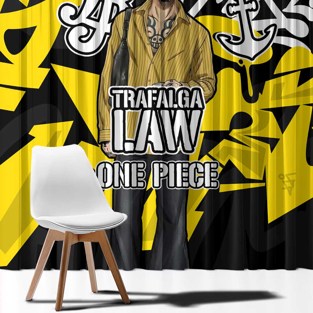 Trafalgar Law One Piece Window Curtain Graffiti Street Art Anime Collage