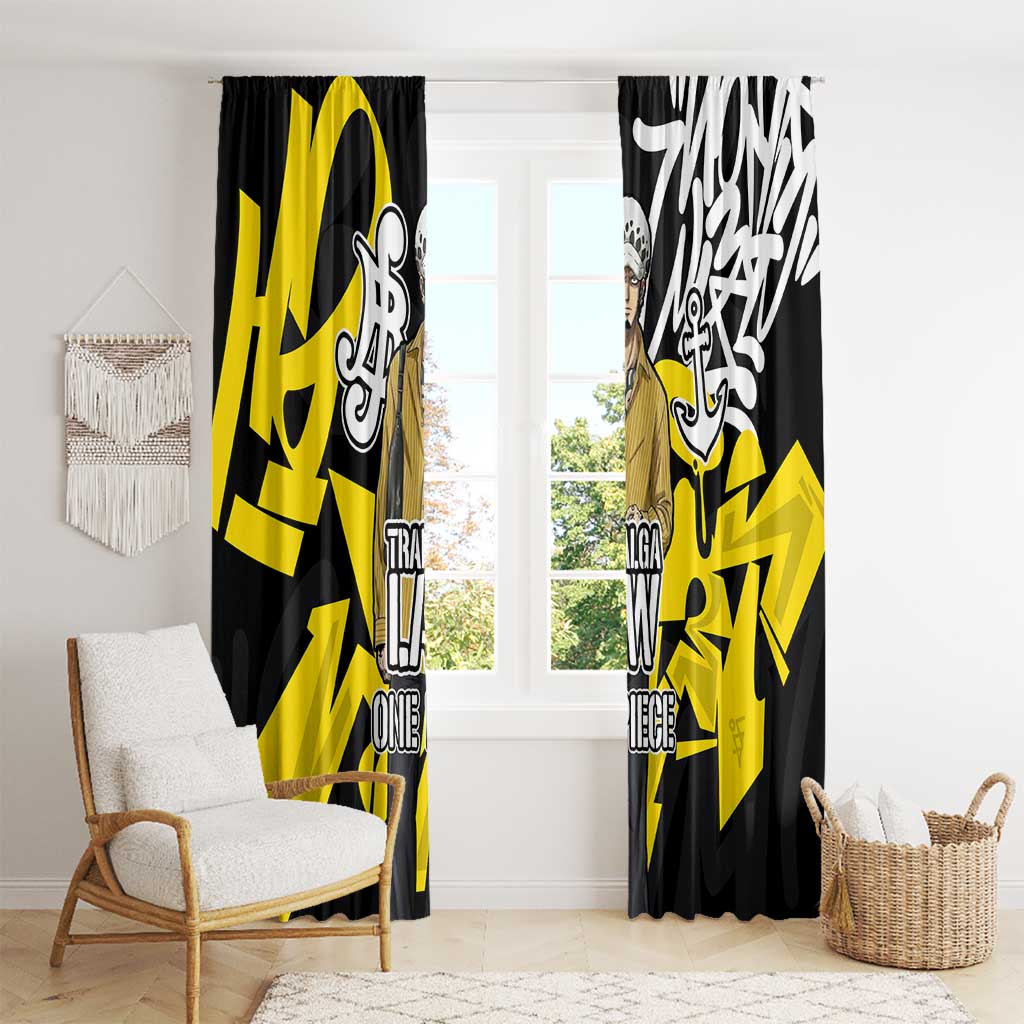 Trafalgar Law One Piece Window Curtain Graffiti Street Art Anime Collage