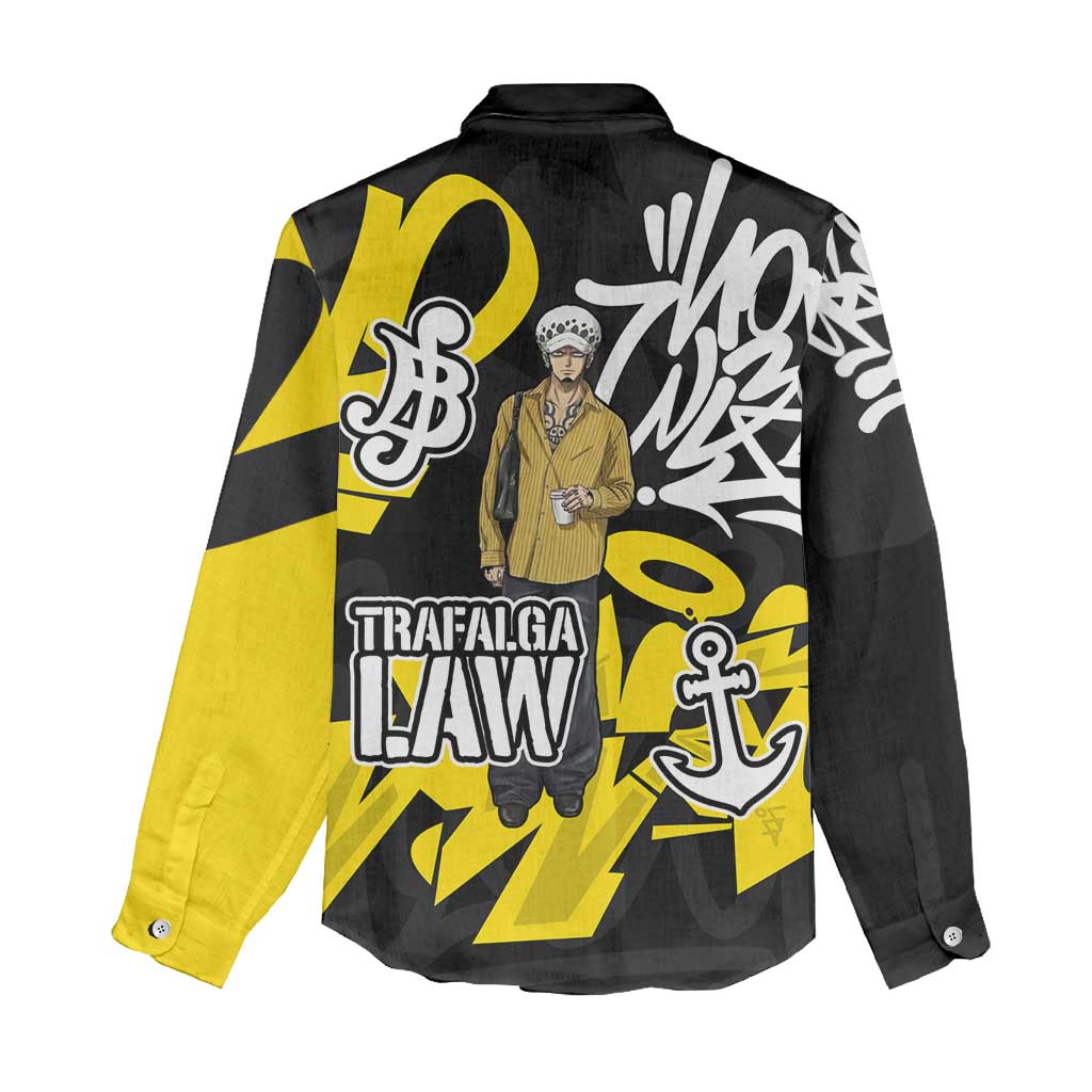 Trafalgar Law One Piece Women Casual Shirt Graffiti Street Art Anime Collage