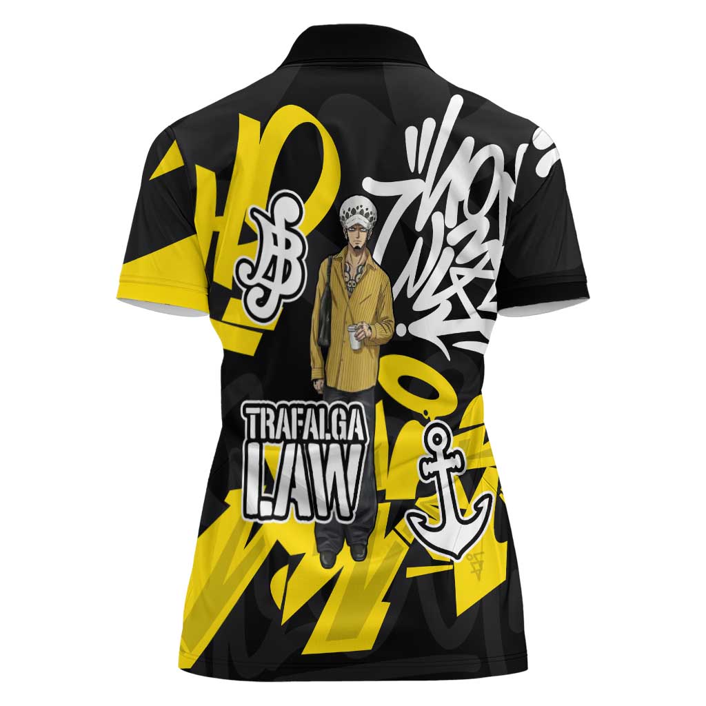 Trafalgar Law One Piece Women Polo Shirt Graffiti Street Art Anime Collage