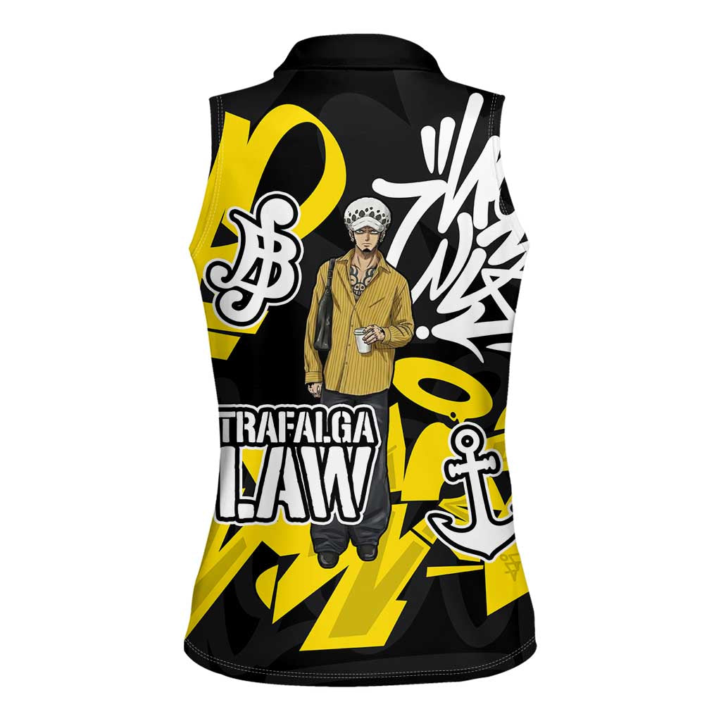 Trafalgar Law One Piece Women Sleeveless Polo Shirt Graffiti Street Art Anime Collage