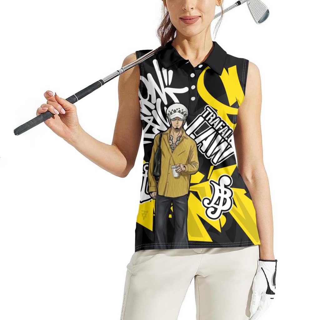 Trafalgar Law One Piece Women Sleeveless Polo Shirt Graffiti Street Art Anime Collage