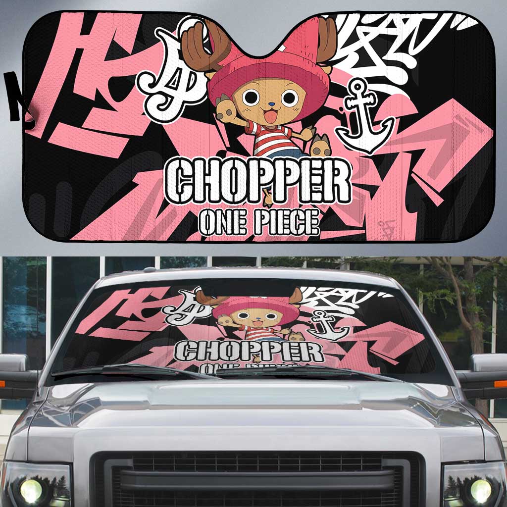 Tony Tony Chopper One Piece Auto Sun Shade Graffiti Street Art Anime Collage