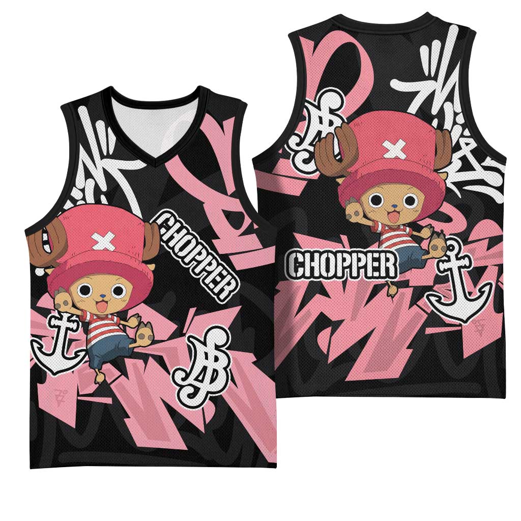 Tony Tony Chopper One Piece Basketball Jersey Graffiti Street Art Anime Collage