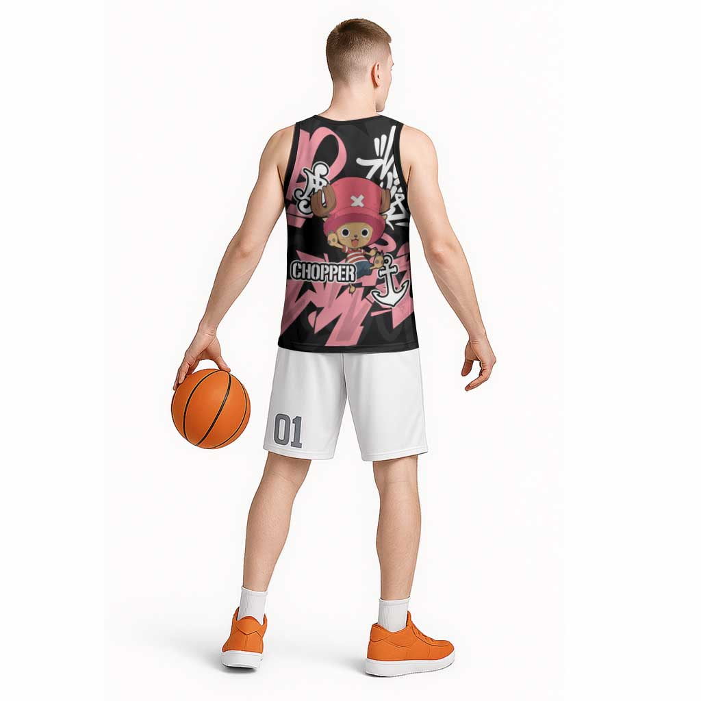 Tony Tony Chopper One Piece Basketball Jersey Graffiti Street Art Anime Collage