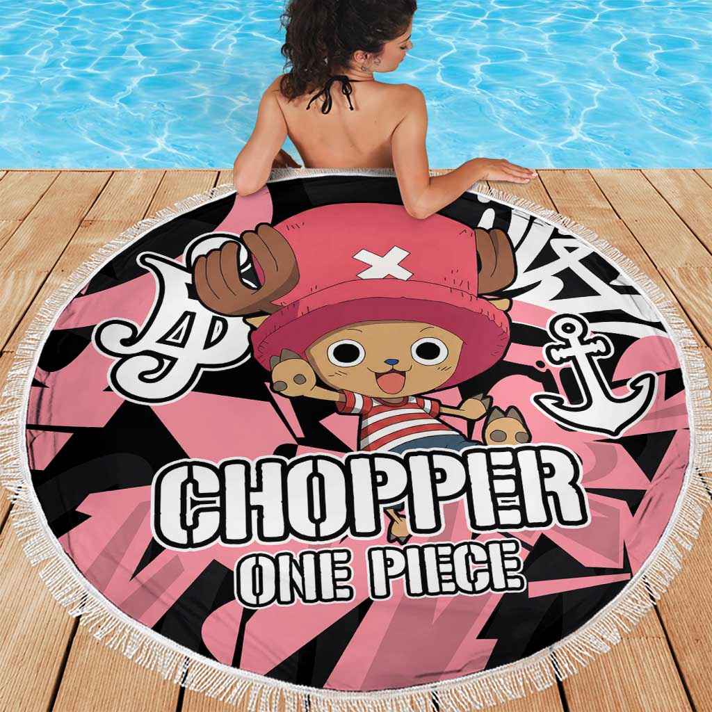 Tony Tony Chopper One Piece Beach Blanket Graffiti Street Art Anime Collage