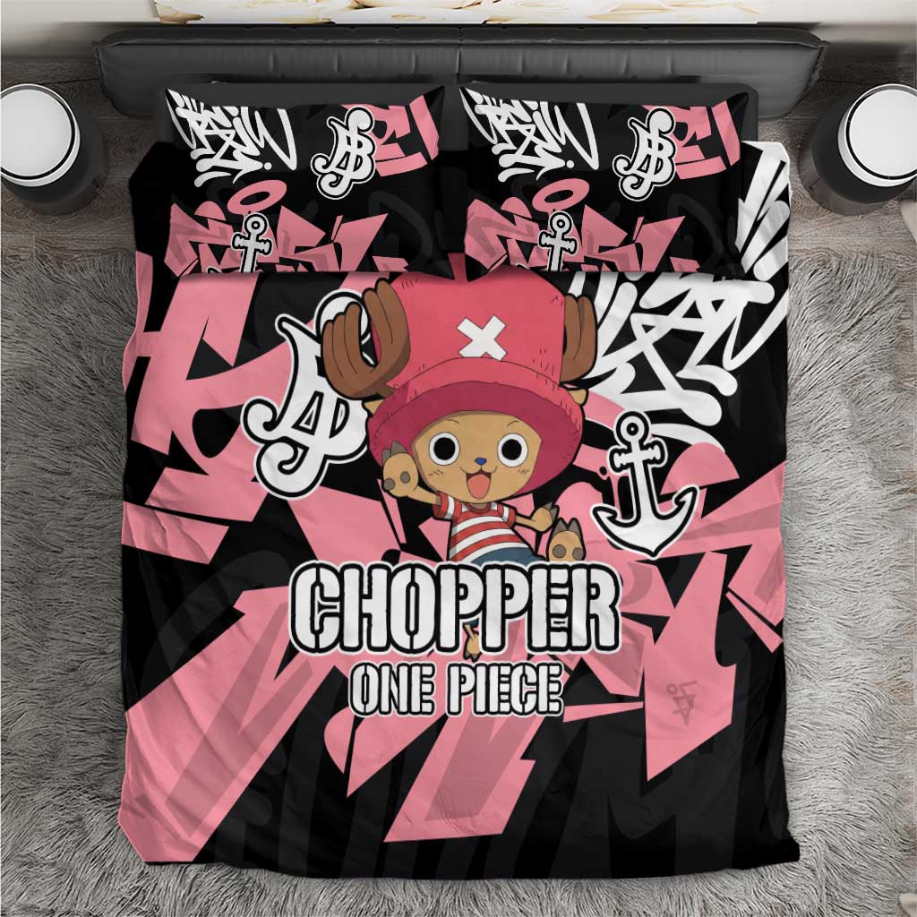 Tony Tony Chopper One Piece Bedding Set Graffiti Street Art Anime Collage