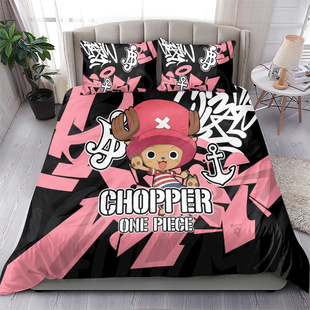 Tony Tony Chopper One Piece Bedding Set Graffiti Street Art Anime Collage