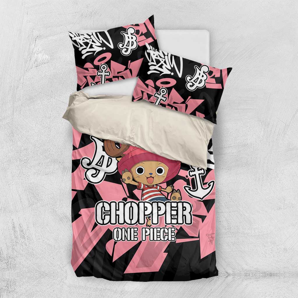 Tony Tony Chopper One Piece Bedding Set Graffiti Street Art Anime Collage