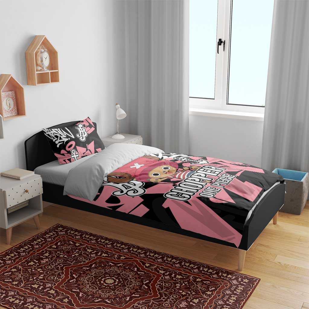 Tony Tony Chopper One Piece Bedding Set Graffiti Street Art Anime Collage
