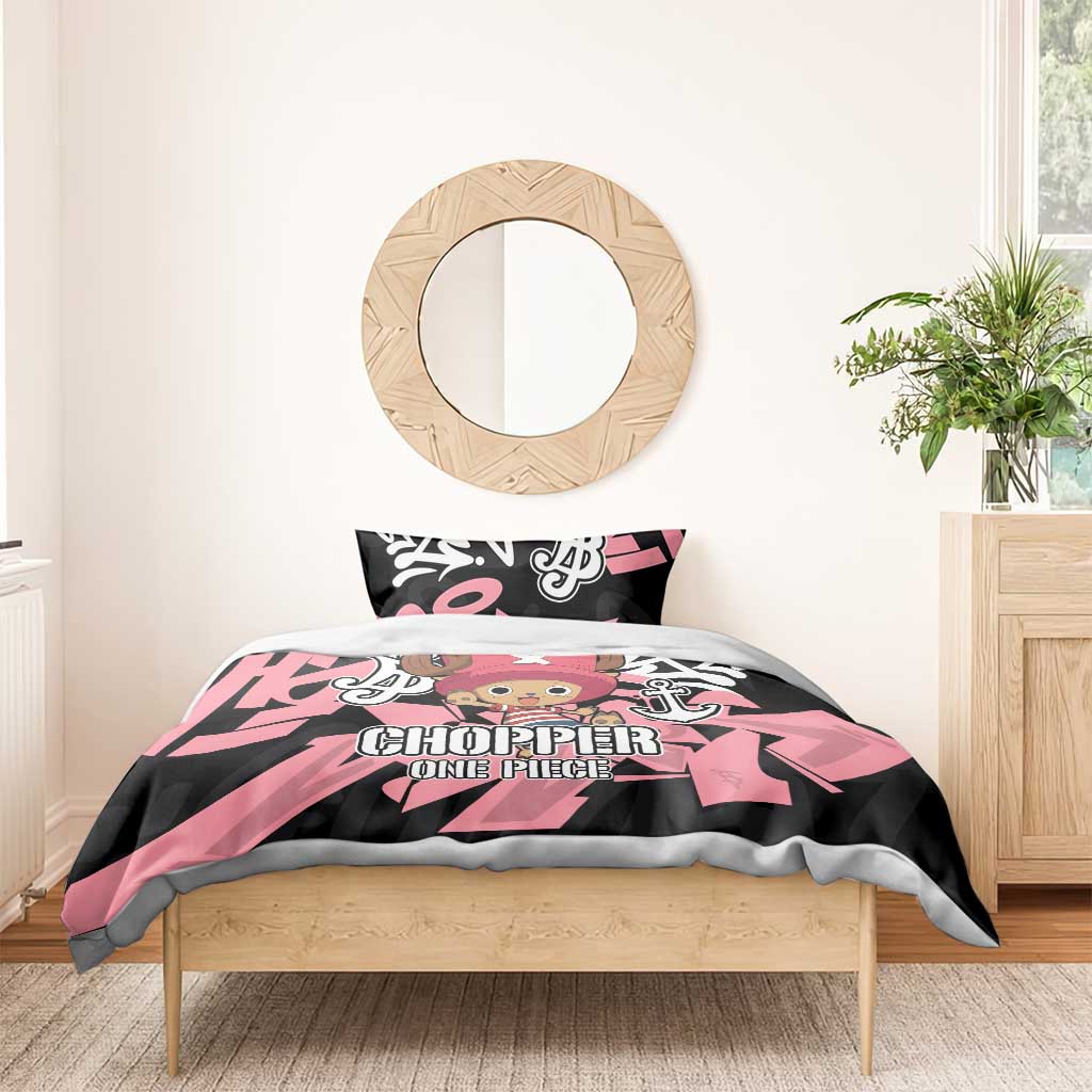 Tony Tony Chopper One Piece Bedding Set Graffiti Street Art Anime Collage
