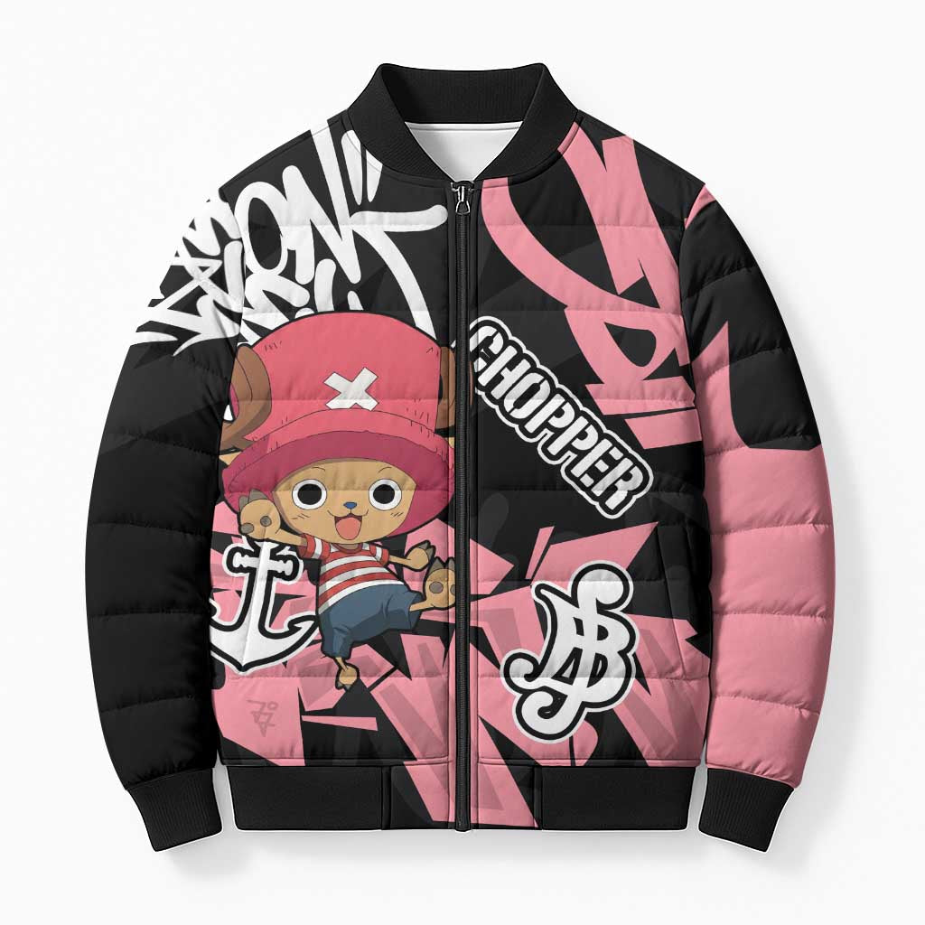 Tony Tony Chopper One Piece Bomber Puffer Jacket Graffiti Street Art Anime Collage