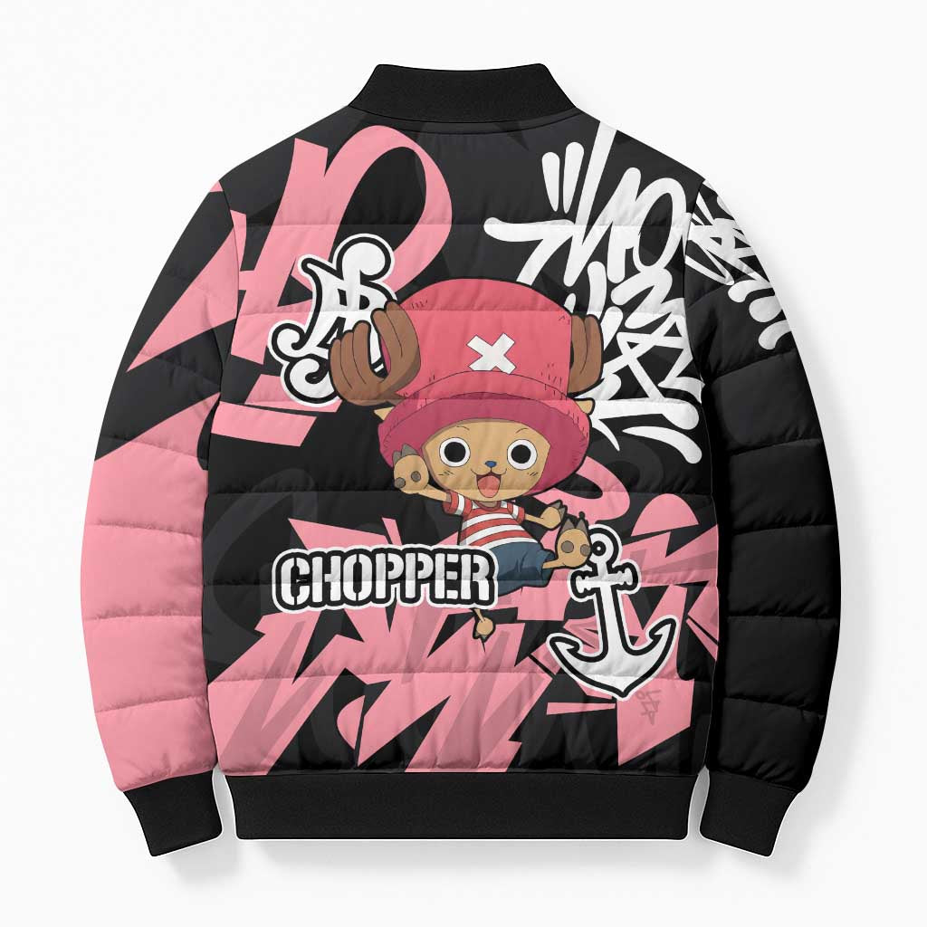 Tony Tony Chopper One Piece Bomber Puffer Jacket Graffiti Street Art Anime Collage