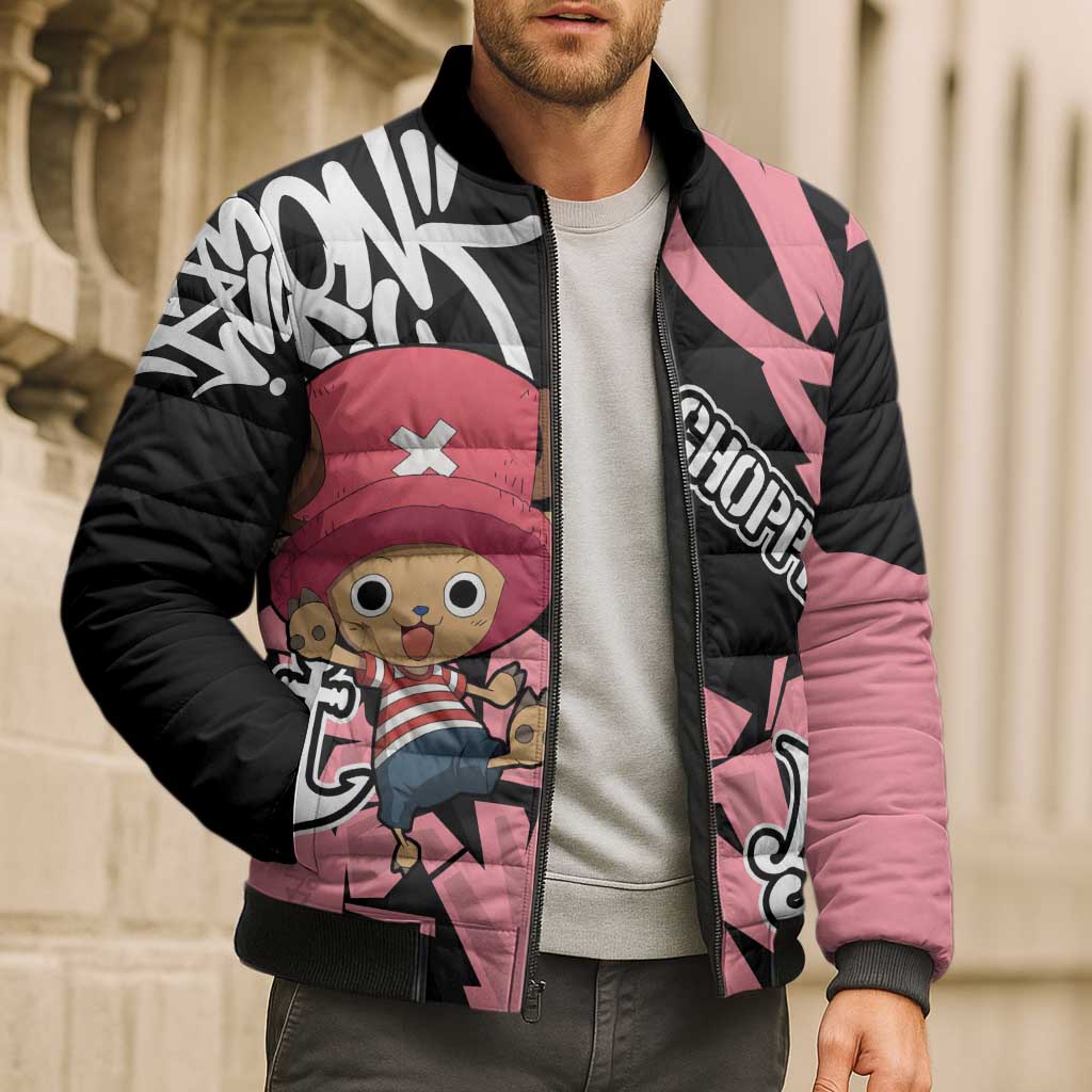 Tony Tony Chopper One Piece Bomber Puffer Jacket Graffiti Street Art Anime Collage