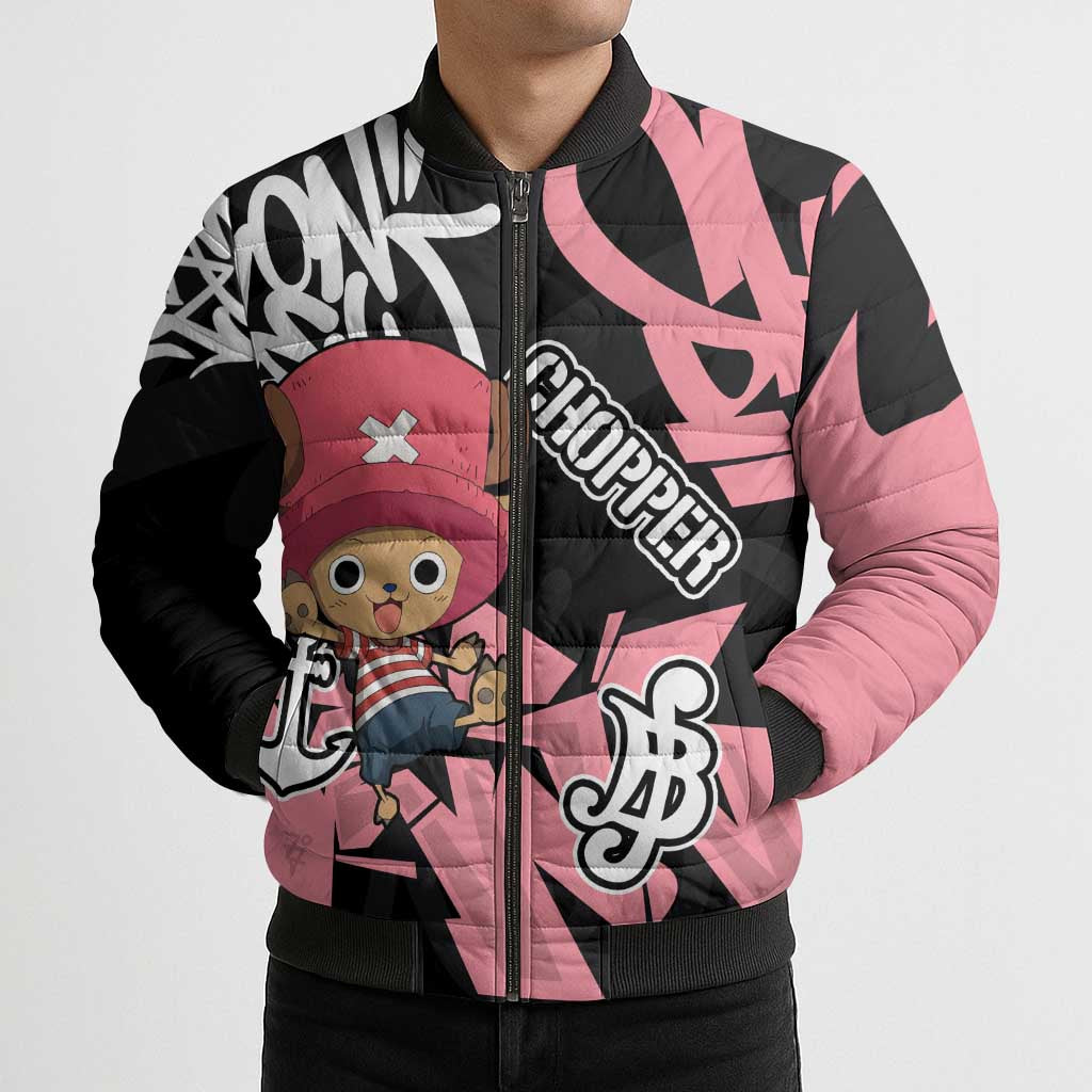 Tony Tony Chopper One Piece Bomber Puffer Jacket Graffiti Street Art Anime Collage