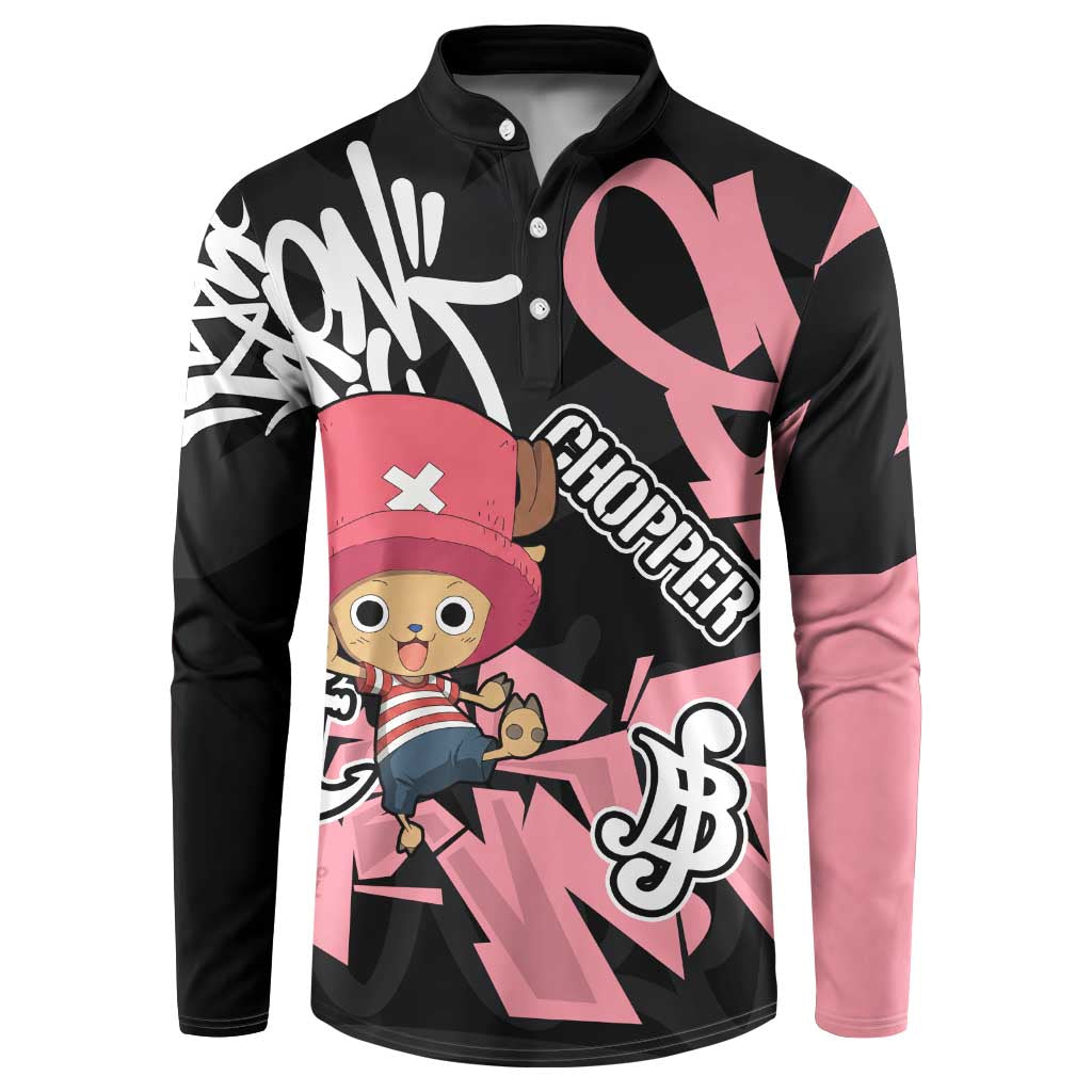 Tony Tony Chopper One Piece Button Sweatshirt Graffiti Street Art Anime Collage