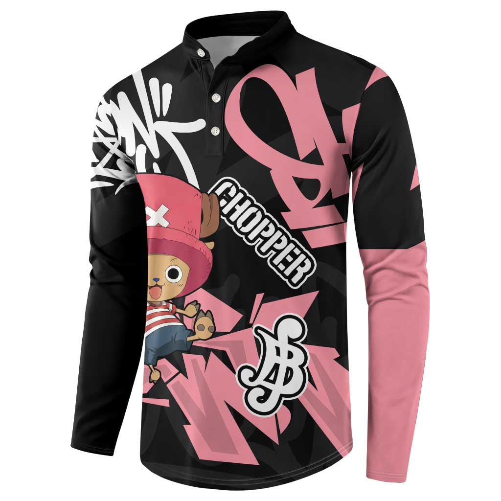 Tony Tony Chopper One Piece Button Sweatshirt Graffiti Street Art Anime Collage