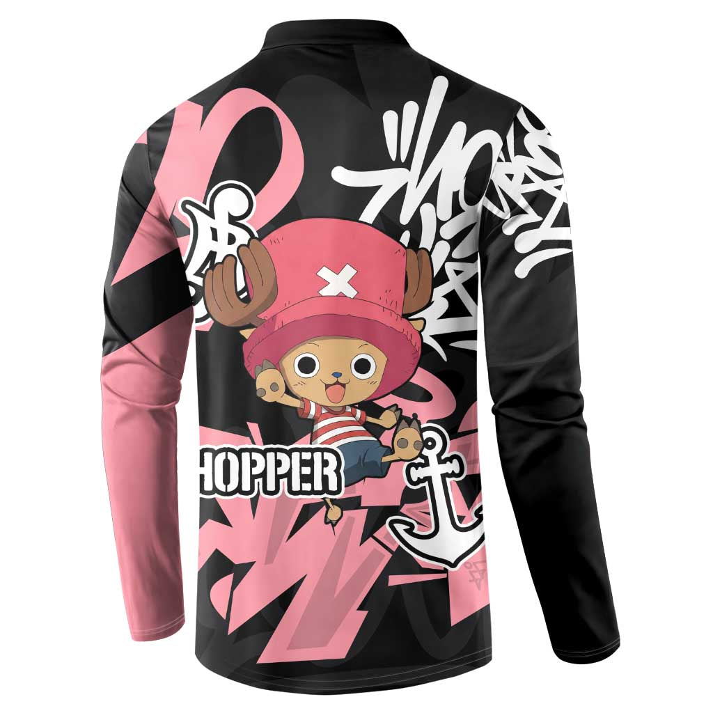Tony Tony Chopper One Piece Button Sweatshirt Graffiti Street Art Anime Collage