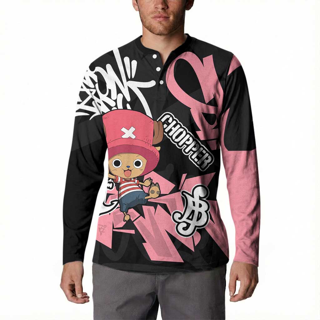 Tony Tony Chopper One Piece Button Sweatshirt Graffiti Street Art Anime Collage