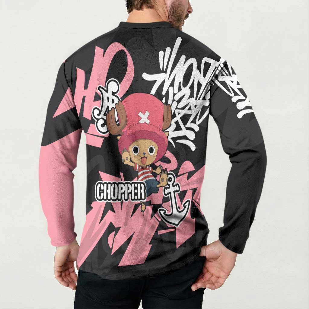 Tony Tony Chopper One Piece Button Sweatshirt Graffiti Street Art Anime Collage