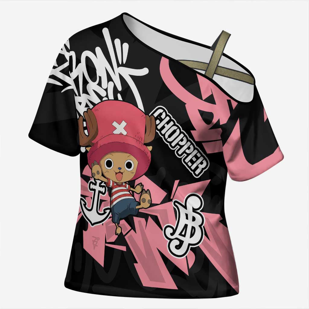 Tony Tony Chopper One Piece Cross Shoulder Shirt Graffiti Street Art Anime Collage