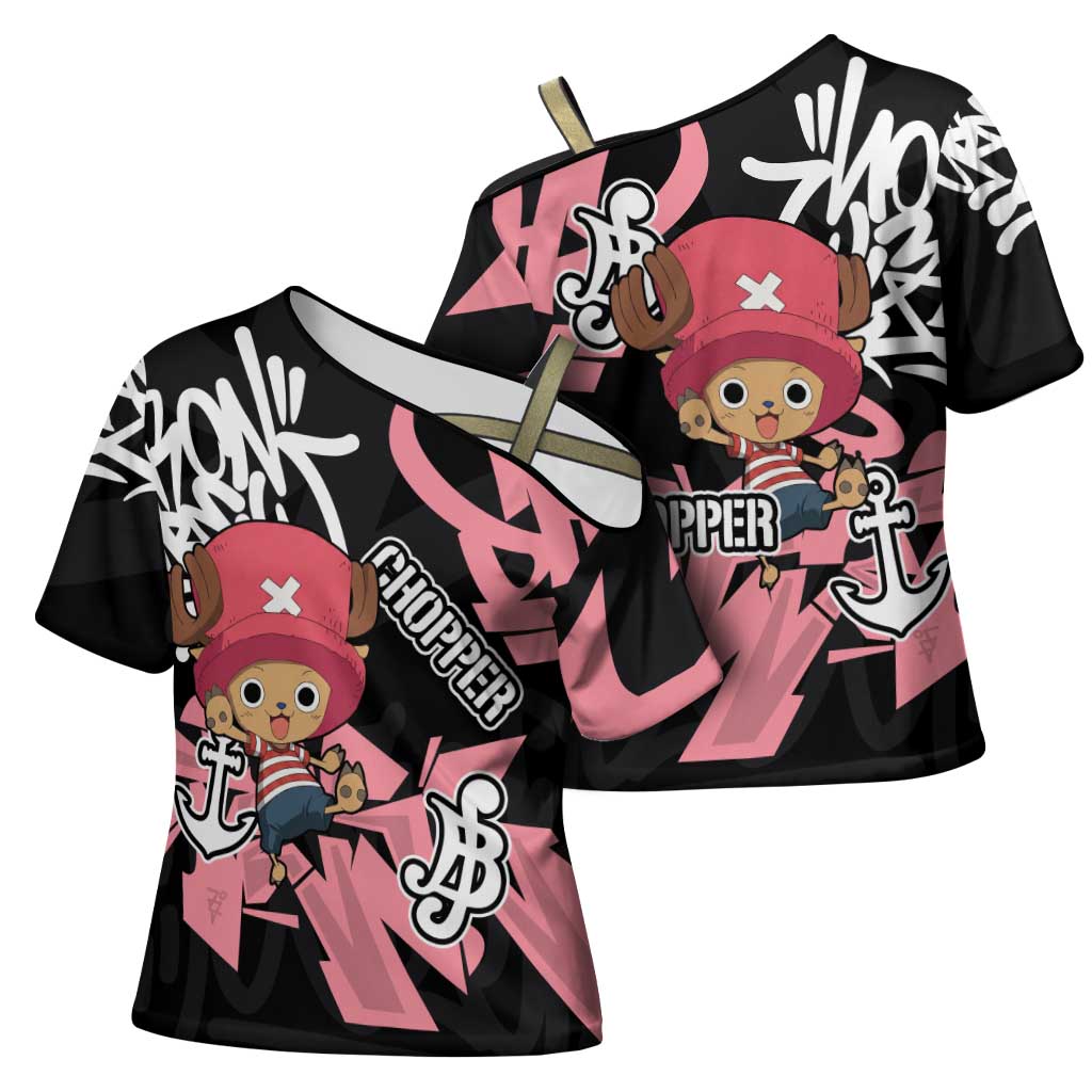 Tony Tony Chopper One Piece Cross Shoulder Shirt Graffiti Street Art Anime Collage