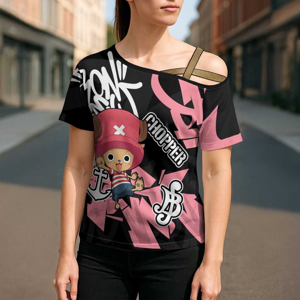 Tony Tony Chopper One Piece Cross Shoulder Shirt Graffiti Street Art Anime Collage